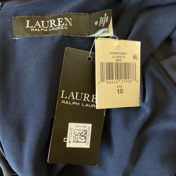 Ralph Lauren Embellished Sleeveless Sheath Cocktail Dress Navy Blue Size 10 - Picture 12 of 14